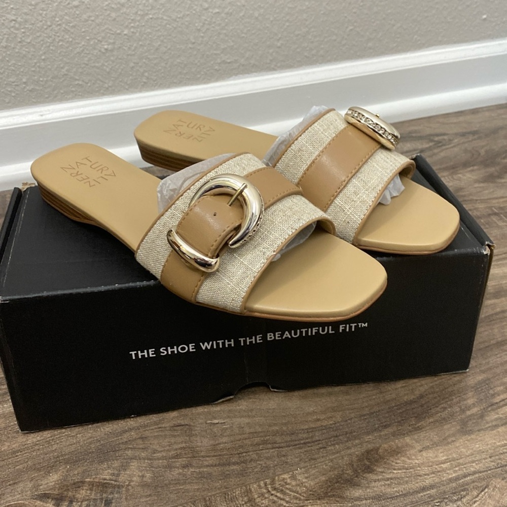 NIB Naturalizer Santiago Natural Fabric Slide with Buckle size 7.5 M